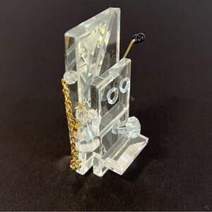 Crystal VINTAGE TELEPHONE Figurine with Gold Accents: miniature collectible